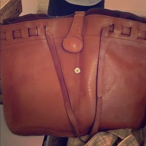 Nubuck Carmel brown leather tote